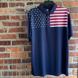 Pro Tour American Flag Stars Strips Red White Navy Golf Shirt Size Medium NEW